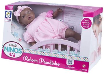 Imagem de Boneca Ninos Reborn Pesadinho Negro - Cotiplás