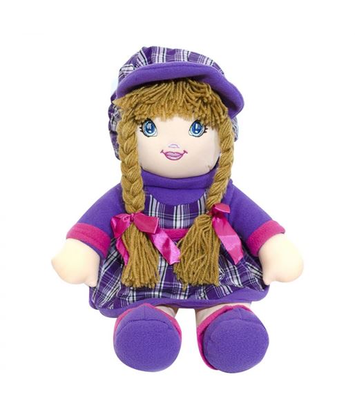 Boneca de Pano Vestido Roxo Xadrez - Fofy Toys - Button Shop