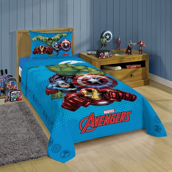 Imagem de Jogo de Cama Solteiro 1,50m x 2,10m - Avengers - Lepper