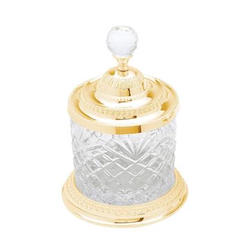 Imagem de Pote Decorativo Multiuso Dourado - Cristal e Zamac - 10,5 x 16,5cm