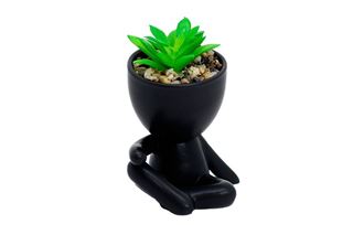 Imagem de Vaso Bob Sentado com Planta - Preto