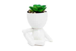 Imagem de Vaso Bob Sentado com Planta - Branco