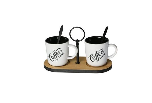 Imagem de Conjunto 2 Xícaras para Café 140ml e Suporte de Bambu - Lyor