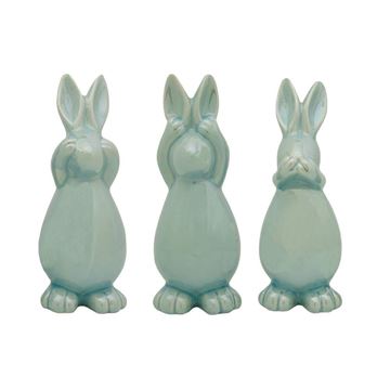 Imagem de Trio Coelhos de Porcelana - 16cm