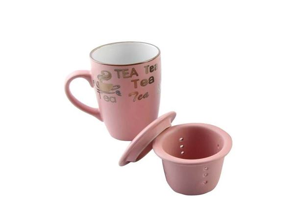 Imagem de Caneca com Infusor e Tampa 350 ml - Rosa - Bon Gourmet