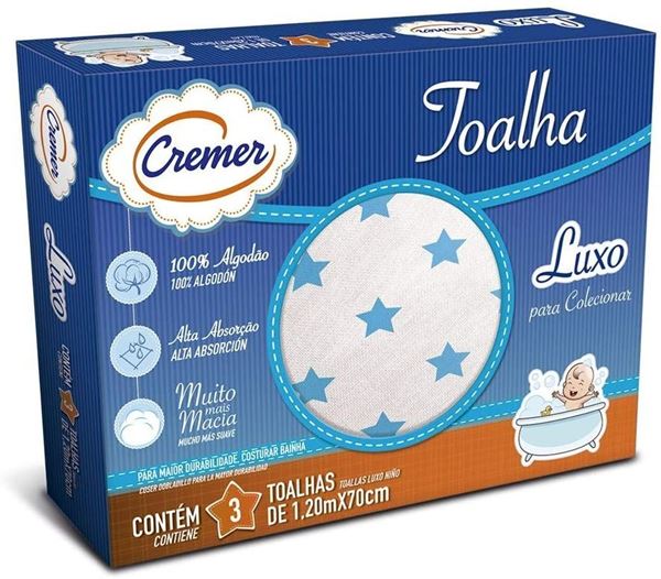 Imagem de Toalha Estampada Azul Luxo- 3 Peças - Cremer