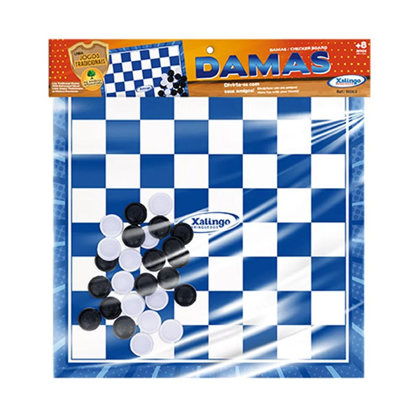 Jogo de Tabuleiro Damas Xalingo com Peças em Plástico