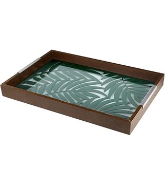 Imagem de Bandeja de Madeira e Vidro Leaves 47x32cm - Woodart