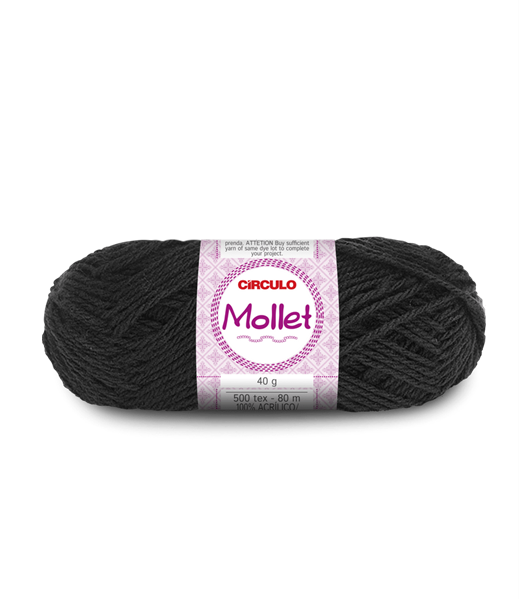 Imagem de Lã Mollet Círculo 40g Nº3/6 - 940 Preto