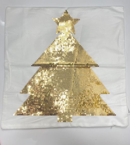 Imagem de Capa de Almofada Árvore de Natal - 45 x 45cm - Dourada