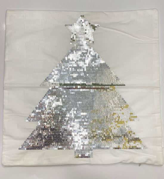 Imagem de Capa de Almofada Árvore de Natal - 45 x 45cm - Prata