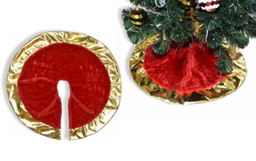 Imagem de Saia para Árvore de Natal 80cm - Vermelho e Ouro
