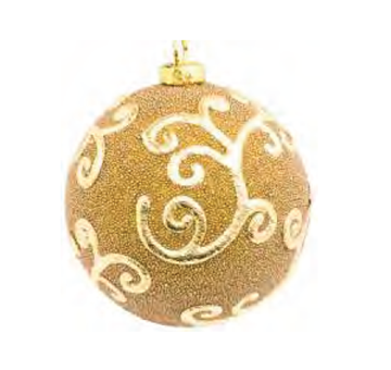 Imagem de Bola de Natal Dourada com Arabescos 10cm - 3 Unidades